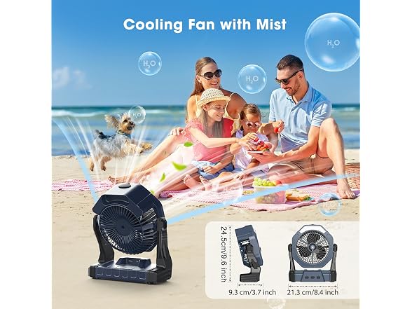 Ausic Portable Misting Camping Fan