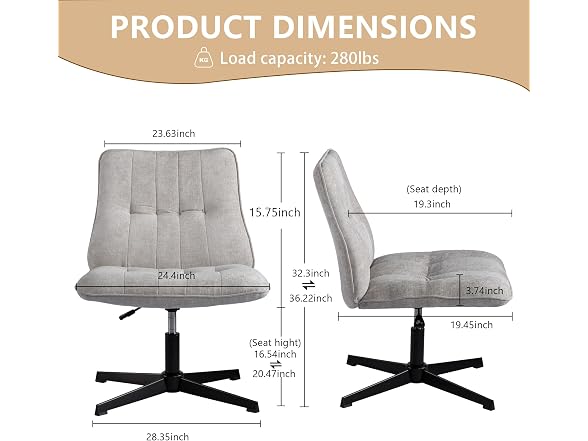 Criss Cross Desk Chair, No Wheels