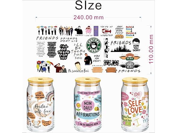 WONYI UV DTF Glass Mug Stickers