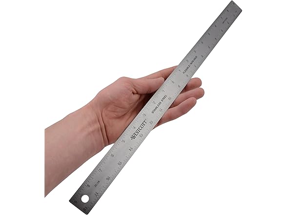 Westcott 18-Inch Stainless Steel Zero-Center Ruler