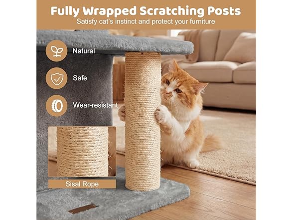 DORTALA Cat Tree for Indoor Cats, 33.5" Cat Tower