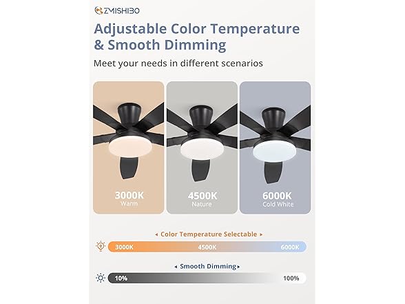 ZMISHIBO 52 Inch Ceiling Fans with Lights