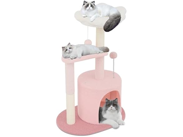 Athena Collection Small Cat Tree Condo with Sisal Scratching Post