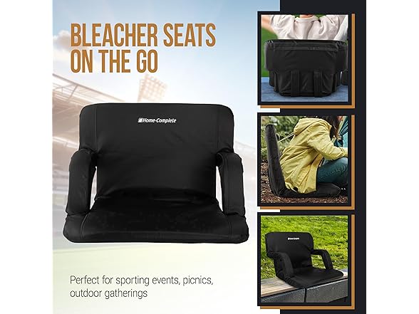 Wide Reclining Stadium Seat Cushion Blk