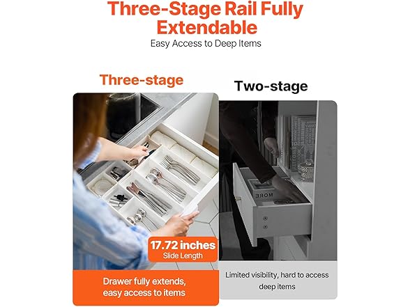VEVOR 10 Pairs of 18 Inch Drawer Slides Side Mount Rails