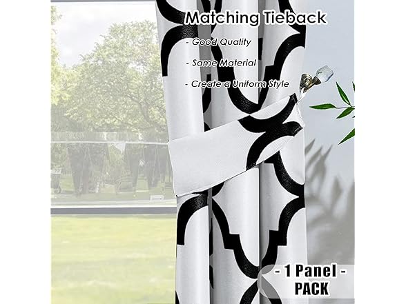 Melodieux White/Black Blackout Curtain 42"x63"