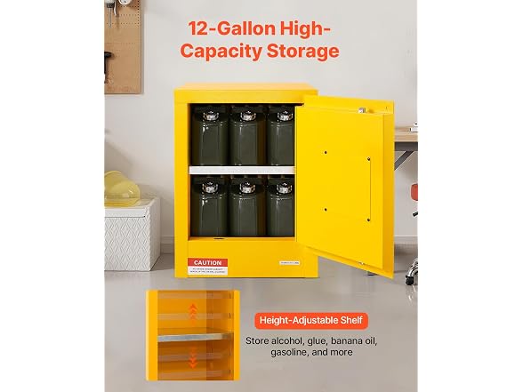 Flammable Safety Cabinet, 12 Gal, Cold-Rolled