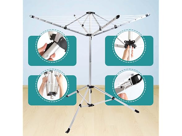 CROS Indoor Outdoor 4-Arm Umbrella Clothes Drying Rack
