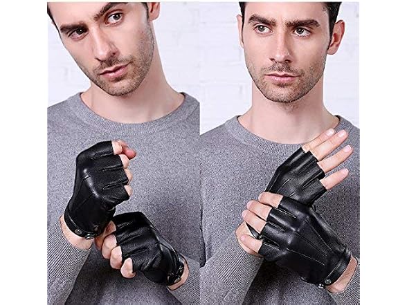 Wepop (L) Fingerless Gloves PU Faux Leather Glove