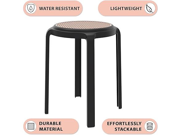LeisureMod Round Plastic Dining Stool