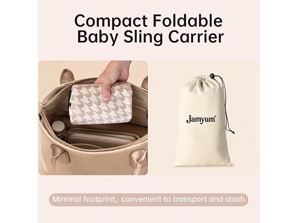 Jamyum Baby Sling Carrier Khaki Houndstooth