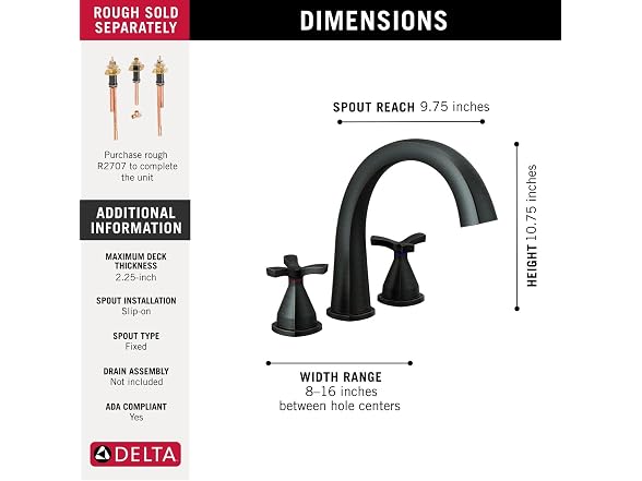 Delta Stryke Roman Tub Faucet, Oil Rubbed Bronze
