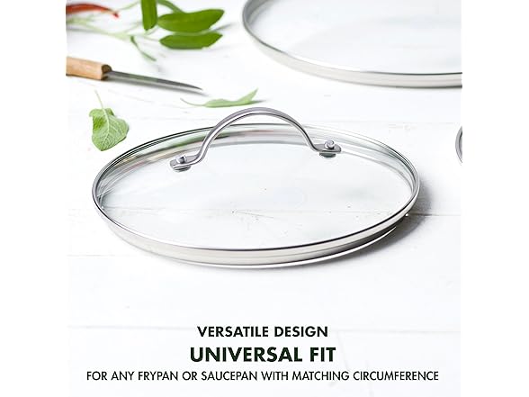 GreenPan 8.5" Universal Glass Lid with Stainless Steel Handle