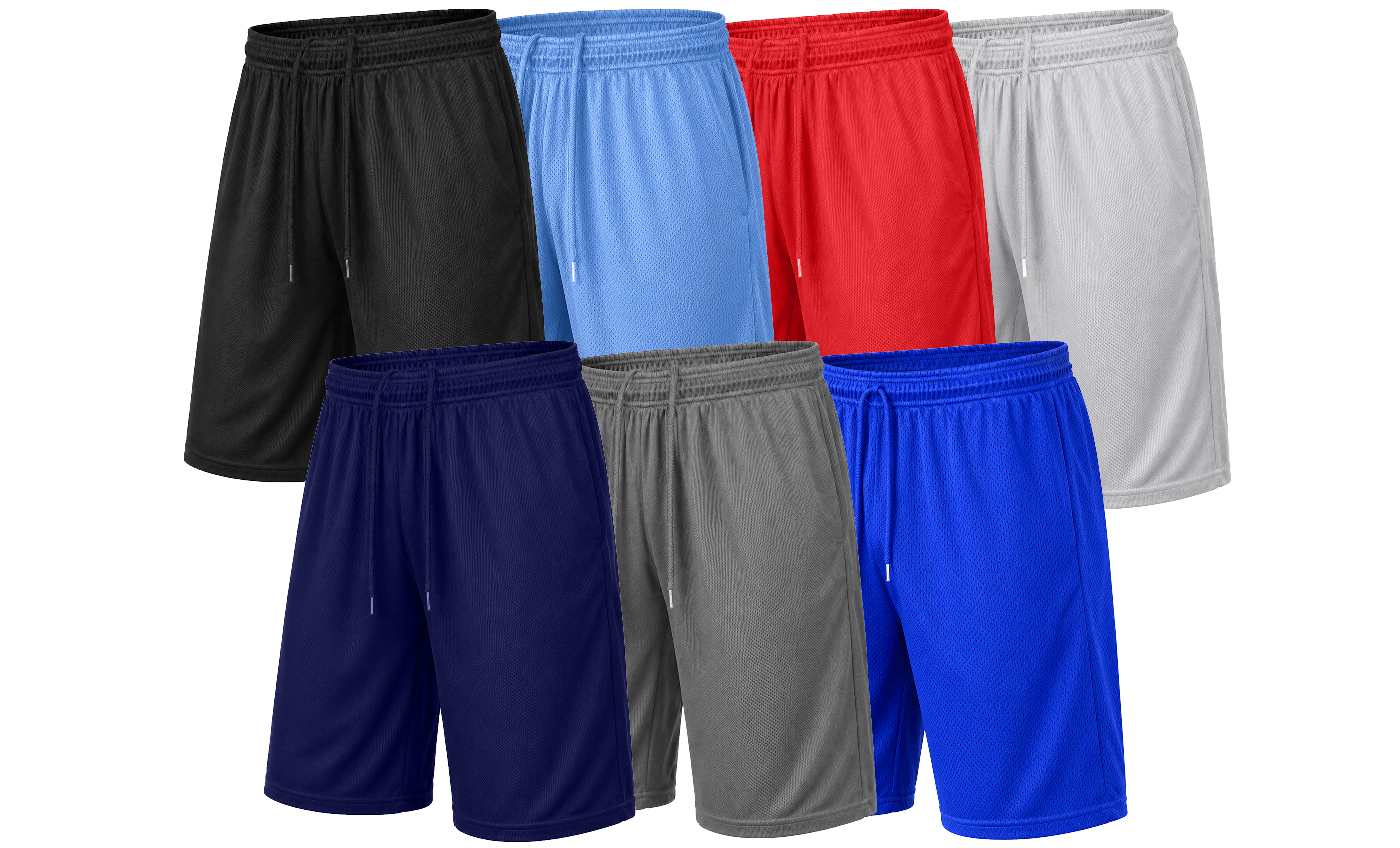 5Pk Asst Mens Active Mesh Shorts - Gallery 12