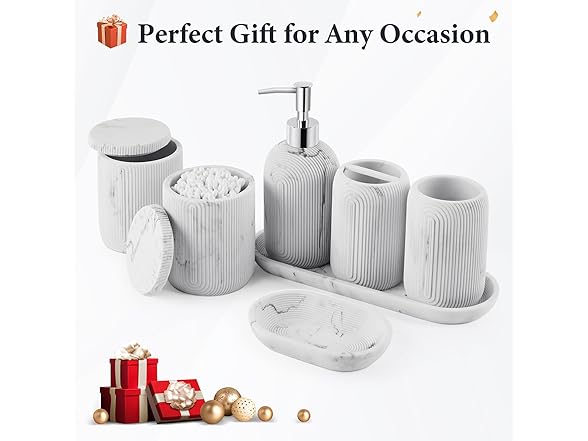 Z ZONAMA White Resin Bathroom Accessories Set