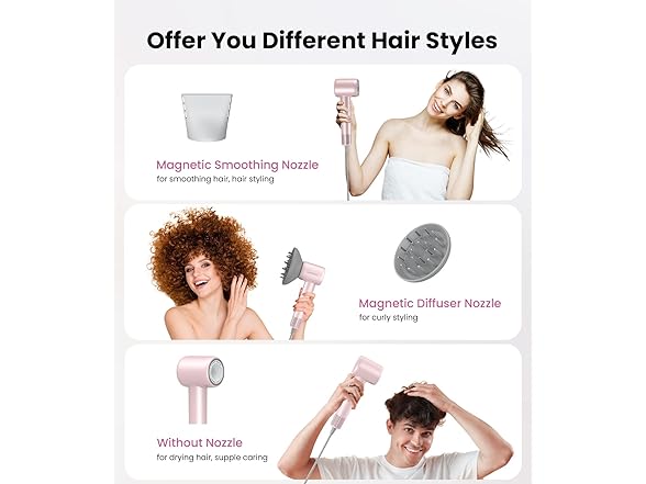 LAMPICK Travel Hair Dryer with Magnetic Diffuser