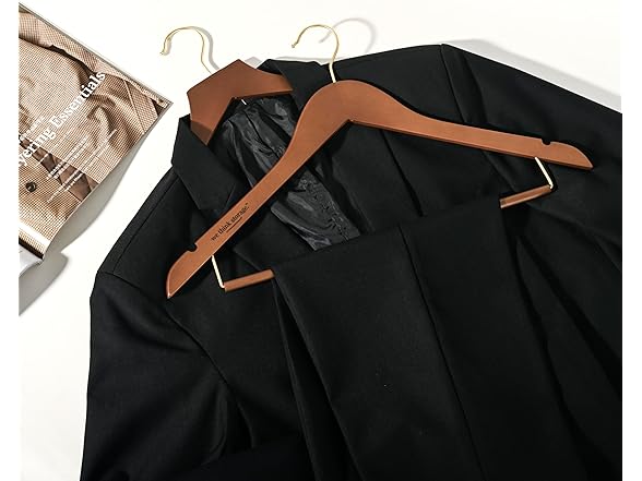 Sukkiri Non-Slip Wooden Suit Hangers with Locking Bar, Set of 30