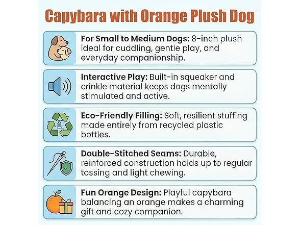 SPOT Capybara with Orange Plush Dog Toy