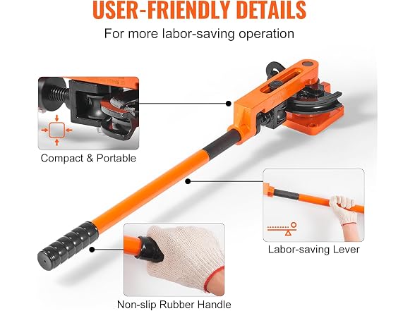 Pipe Tube Bender, 3/8" to 1" OD Manual Pipe Tube
