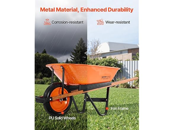 VEVOR Wheelbarrow Cart, 5 Cu. Ft.