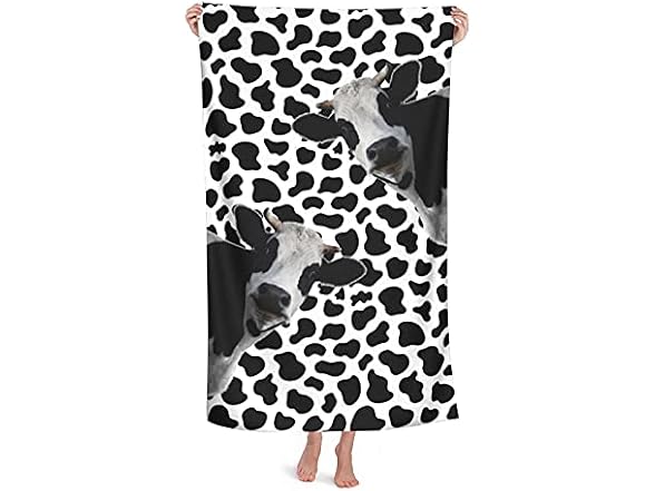 Milk Cow Print Black and White Beach Towel So