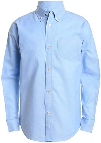 IZOD Boys' L/S Solid Button-down Oxford button down shirts, Ox Blue, 16 US