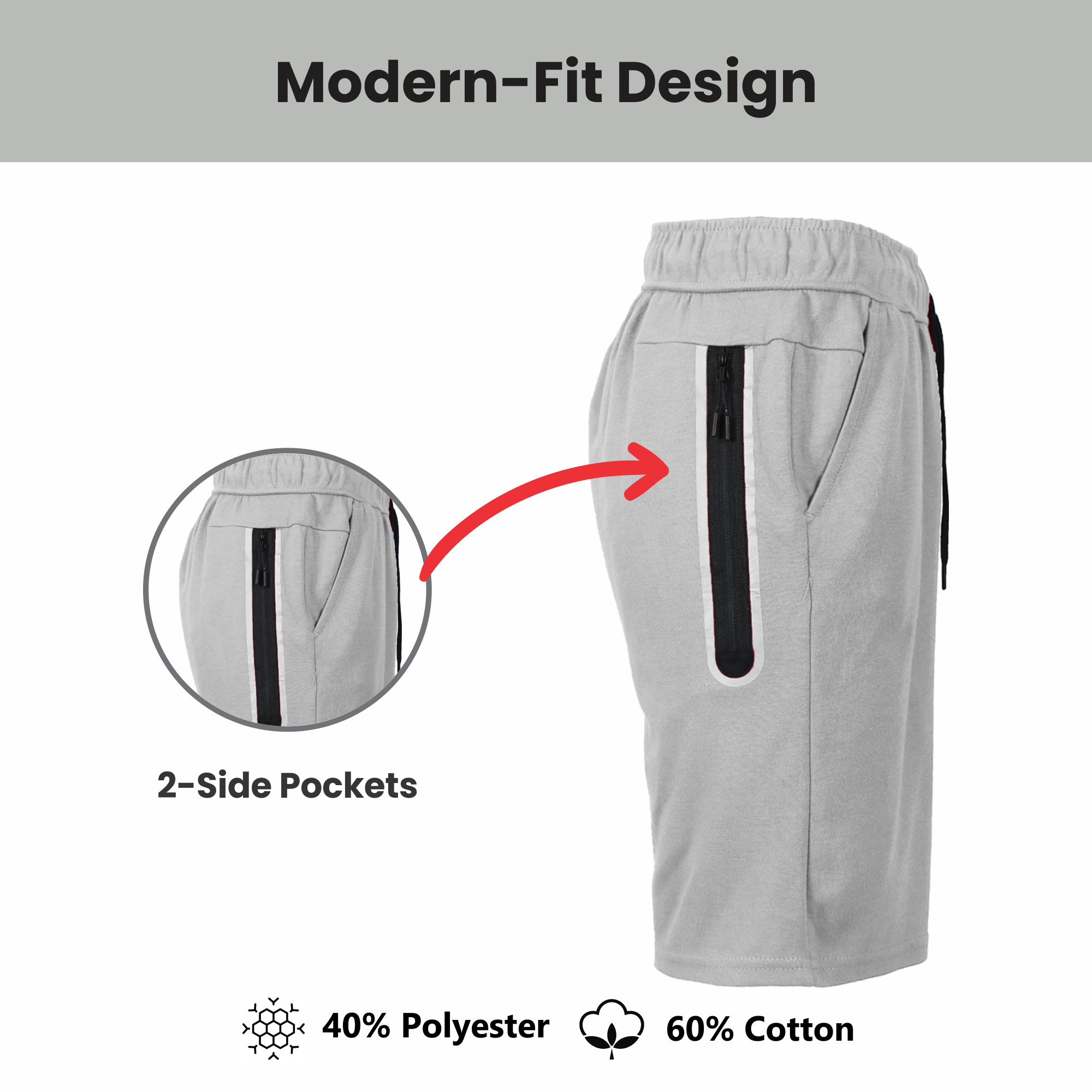 5Pk Mens T/F Performance Shorts - Gallery 13