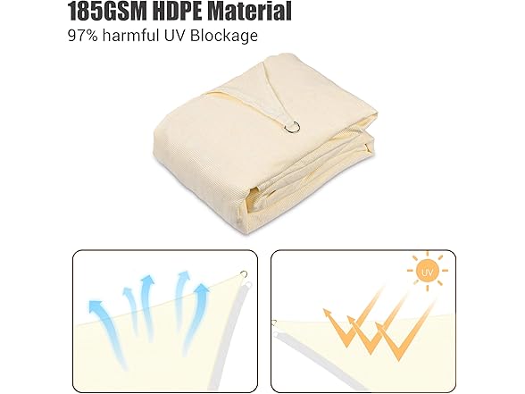 Yescom 1 Pack 20'x20'x20' Triangle Sun Shade Sail Off White