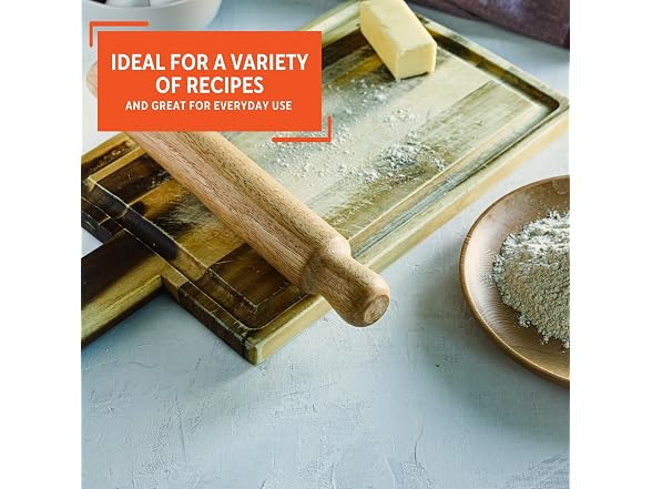IMUSA 12.5 Inch Wood Rolling Pin for Baking