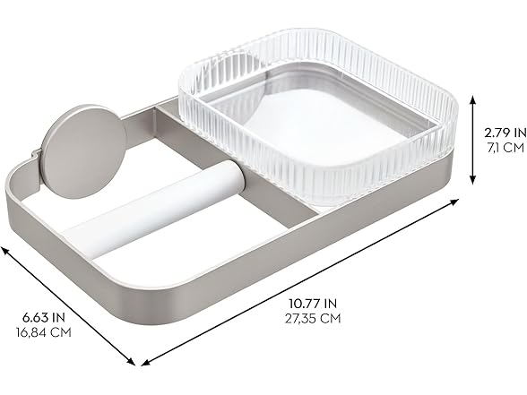 iDesign TP Holder w/Tray Clear/Grey