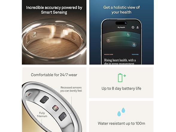 Oura Ring 4 - Gold - Size 8 - Smart Ring