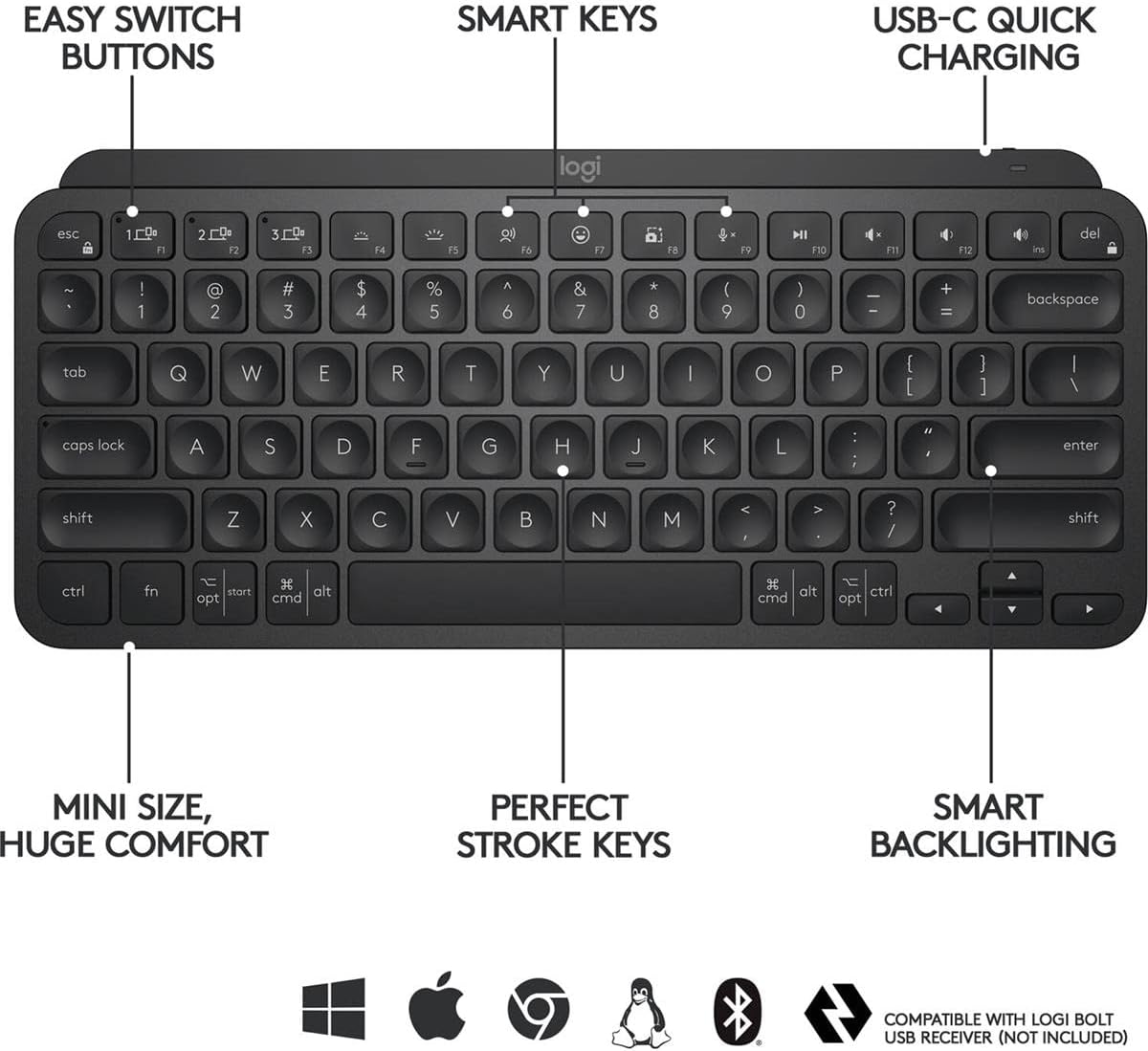 Logitech MX Keys Mini Bluetooth Keyboard - Gallery 10
