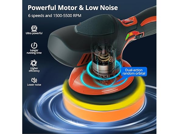 FABOKA FA001 6in Cordless Car Buffer Polisher Red