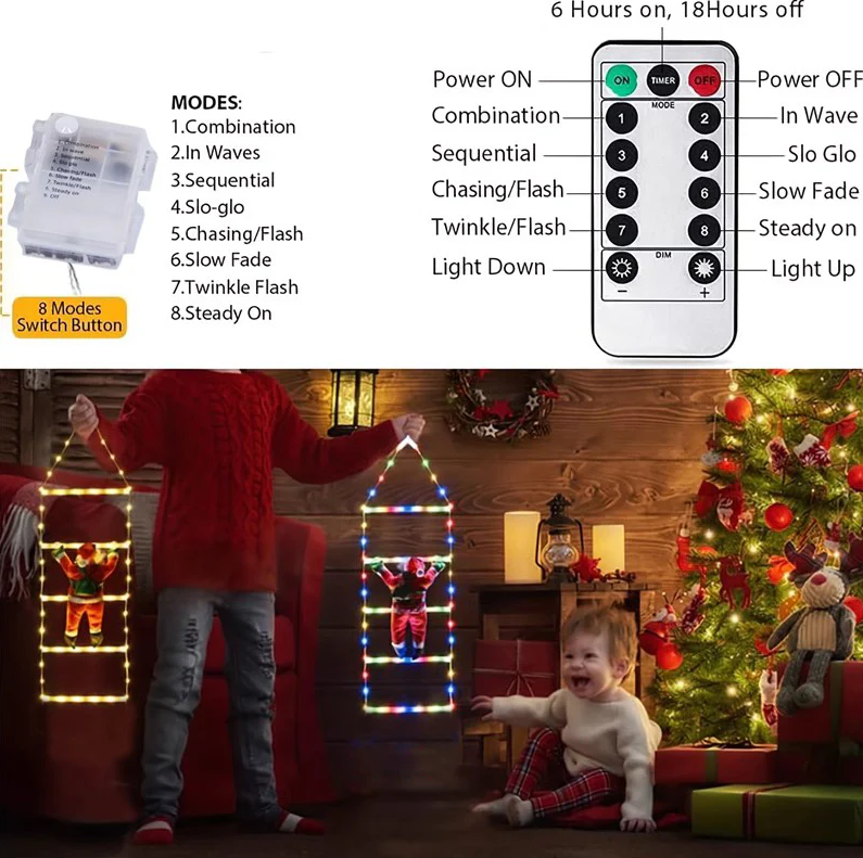 Solava SANTALAD Climbing Santa LED Ladder Lights - Gallery 14