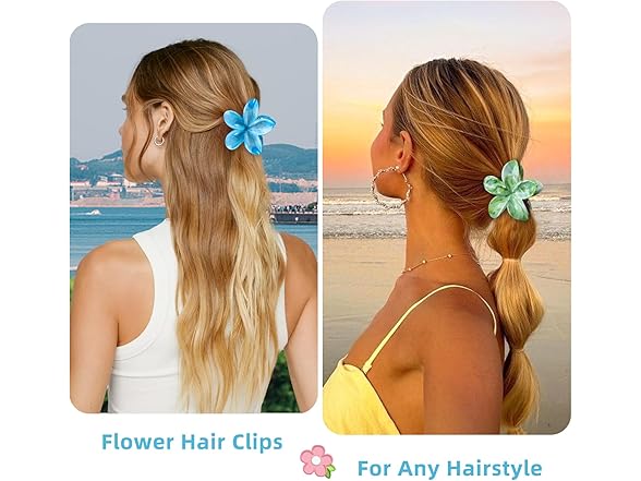 (4 ct) SHINLEA Flower Claw Clips, Hawaiian Plumeria Flower