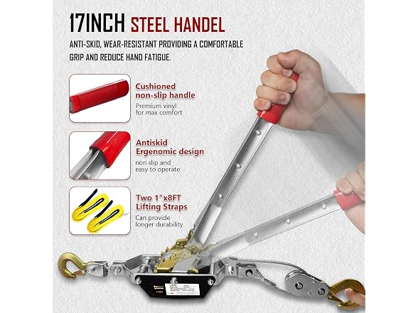 2 Ton Come Along Winch 12 Ft Steel Cable 