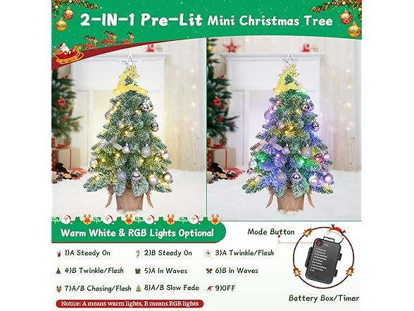 Bosceos 24" Mini Prelit Christmas Tree