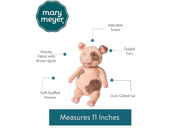 Mary Meyer Plush Soft Toy, 11-Inches, Peaches Pig