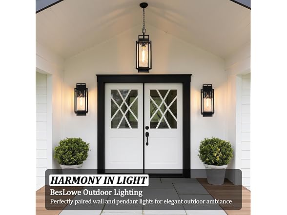 BesLowe Outdoor Pendant Light with LED Bulb