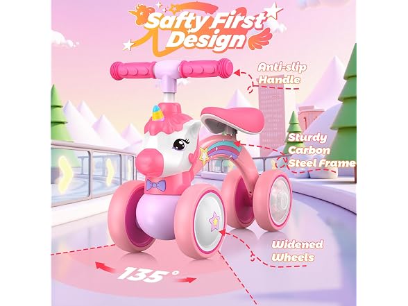 Kkdi Unicorn Baby Balance Bike Ride on Toy