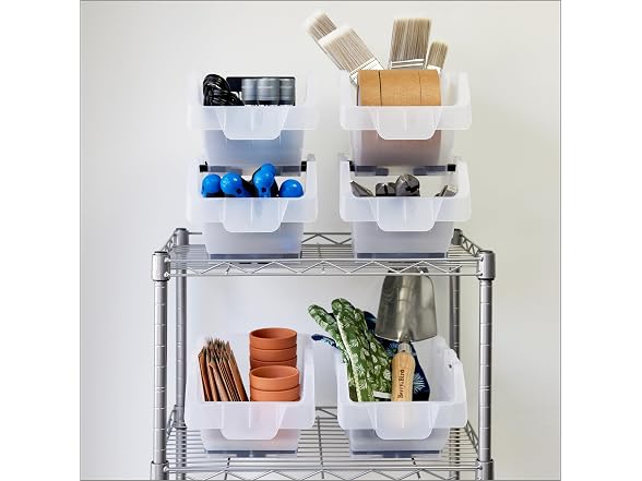 Clearly Stacking Bin, 4 Pack