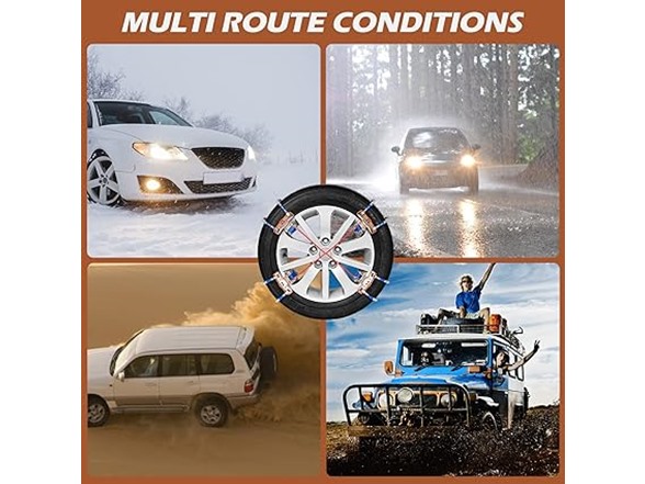 8 Pack Tire Snow Chains for Cars- 205-265mm
