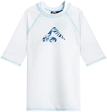 Kanu Surf Boys' Haywire UPF 50+ Sun Protective Rashguard Swim Shirt, Twister White, 14/16