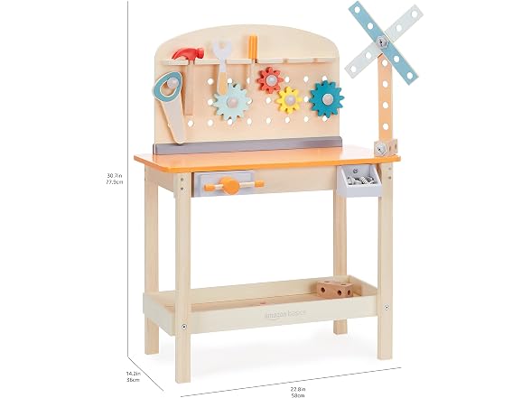 Amazon Basics Wooden Play Toy Tool Set