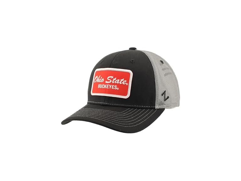 ZHATS Standard NCAA Officially Licensed Trucker Hat Dakota Patch Brick Black Smoke, ,Ohio State Buckeyes