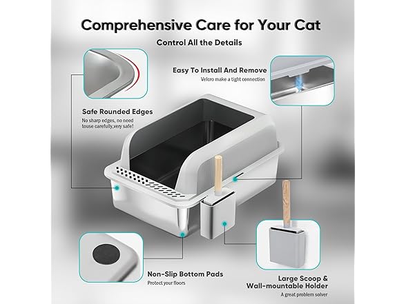 XL Stainless Steel Cat Litter Box