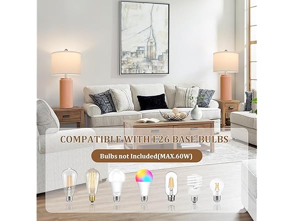 TOBUSA Ceramic Table Lamps Set of 2