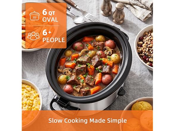 AURYAO 6 QT Manual Slow Cooker