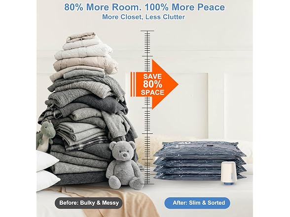Vacuum Seal Travel Bags w/ Pump 12-Pack