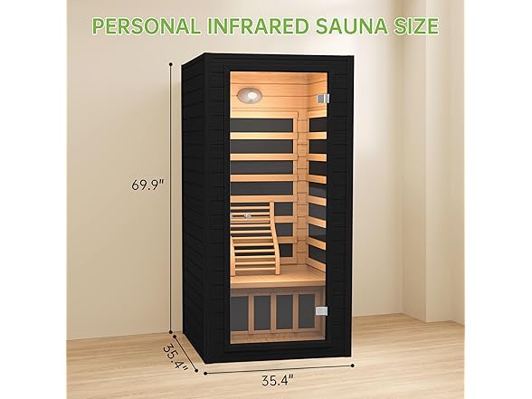 Real Relax Infrared Sauna Room, Home Indoor Sauna Canadian Hemlock Wood Indoor Dry Saunas for Spa, Gym, Black (Open Box)